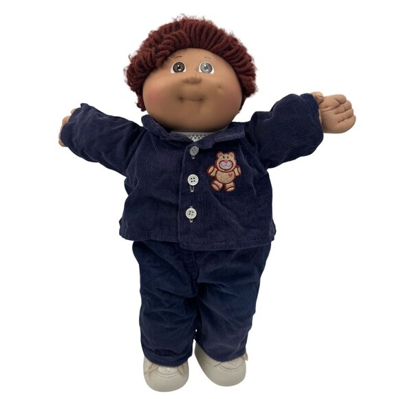 Cabbage Patch Kids Other - Cabbage Patch Kid Boy Doll 80's Red Curly Hair Corduroy Bear Suit Brown Eyes